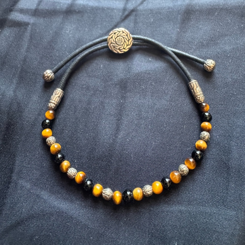 John Hardy Tiger Eye Classic Chain Silver beaded bracelet with Jewelry Box